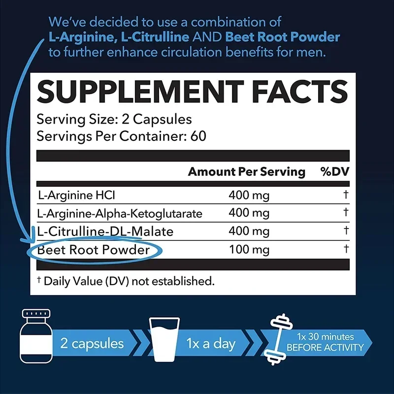 L-아르기닌 - 산화질소 보충제 - 지구력과 근력 강화 - Pre Workout Supplement 리뷰 및 가격